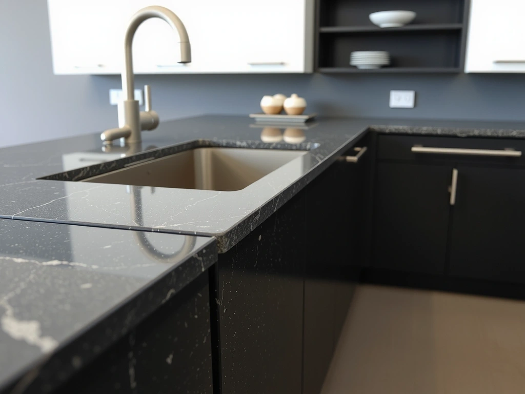 Comptoir cuisine granit noir