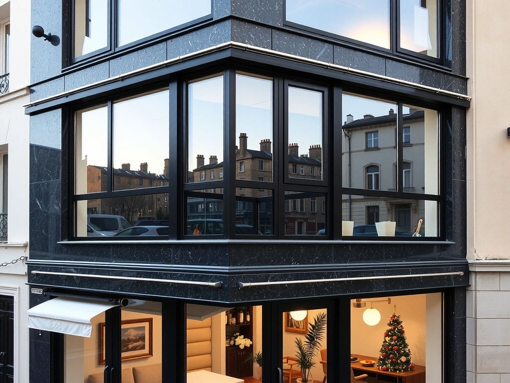 Façade résidentielle en granit noir